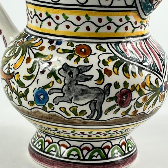 Ceramicas de Coimbra Portugal Hand Painted Small Pitcher 5.5"x5" Folk Art XVII - Picture 10 of 12